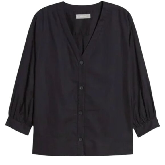 Everlane The Silky Cotton Lantern Top in Black Size 10 - Picture 2 of 8